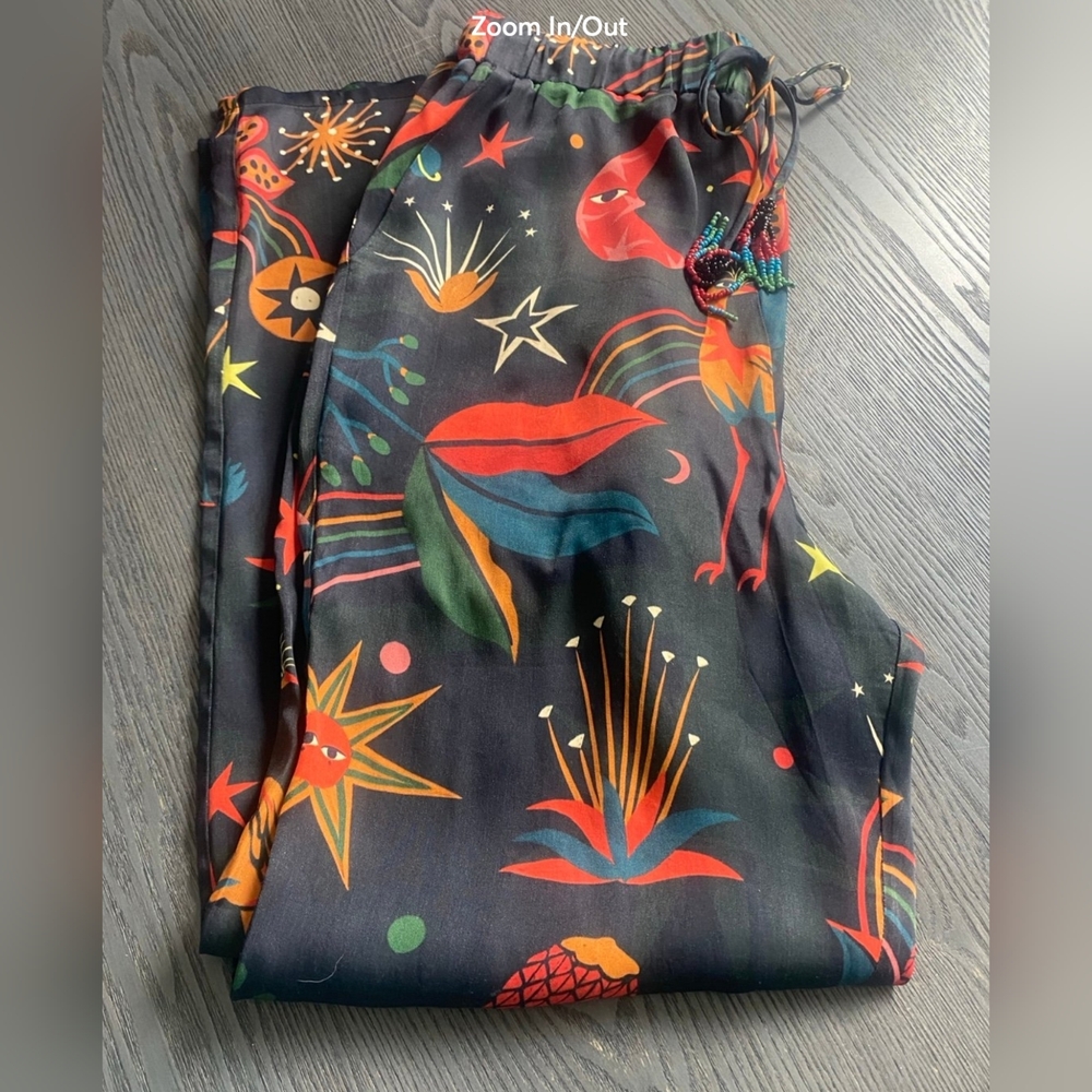 Farm Rio star silk Pants, Size s - Picture 5 of 8